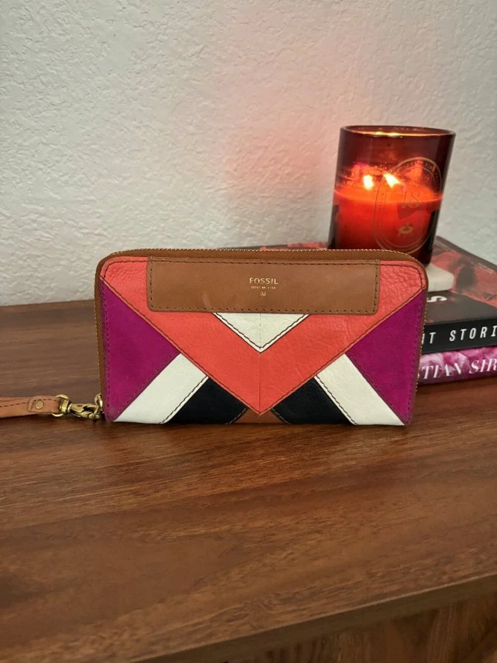 Fossil Leather and Suede Wallet Wristlet